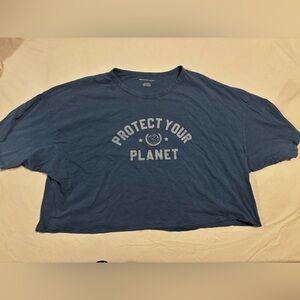 American Eagle Outfitters oversized, cropped Blue/Gray Tee, XL